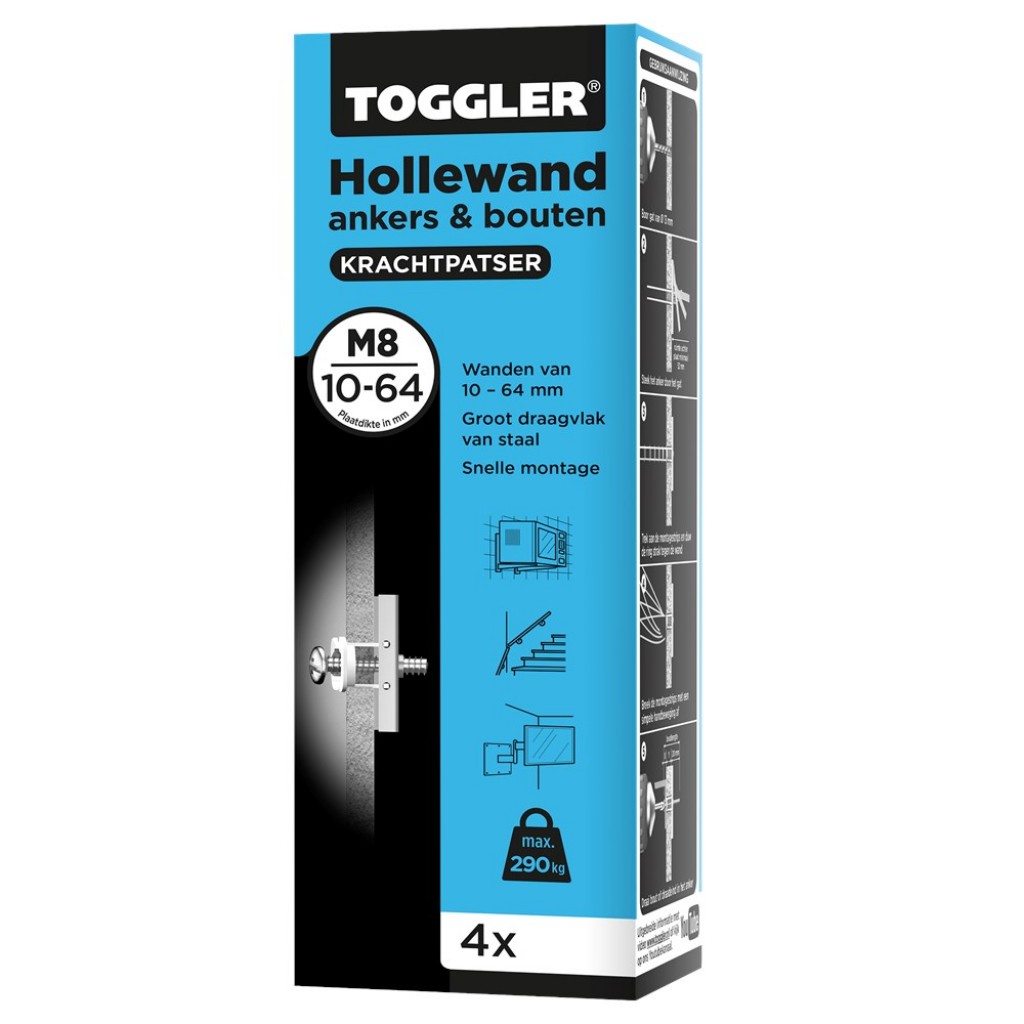 ANKER HOLLEWAND (BLAUW) 10-64MM M8 (DOOS 4ST.)
