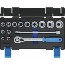 DOPSLEUTELSET 1/2", 6-KANT UD-PROFIEL, 10-32 MM, 15-DLG. GEDORE