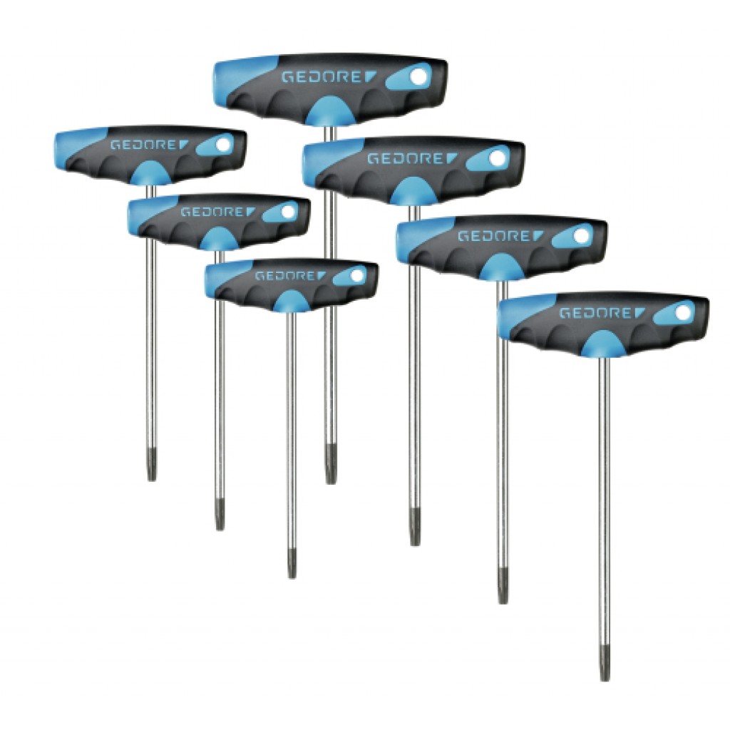 STIFTSLEUTEL 2C T-GREEP SET TORX, 7-DLG. - 2142 TX 007 GEDORE