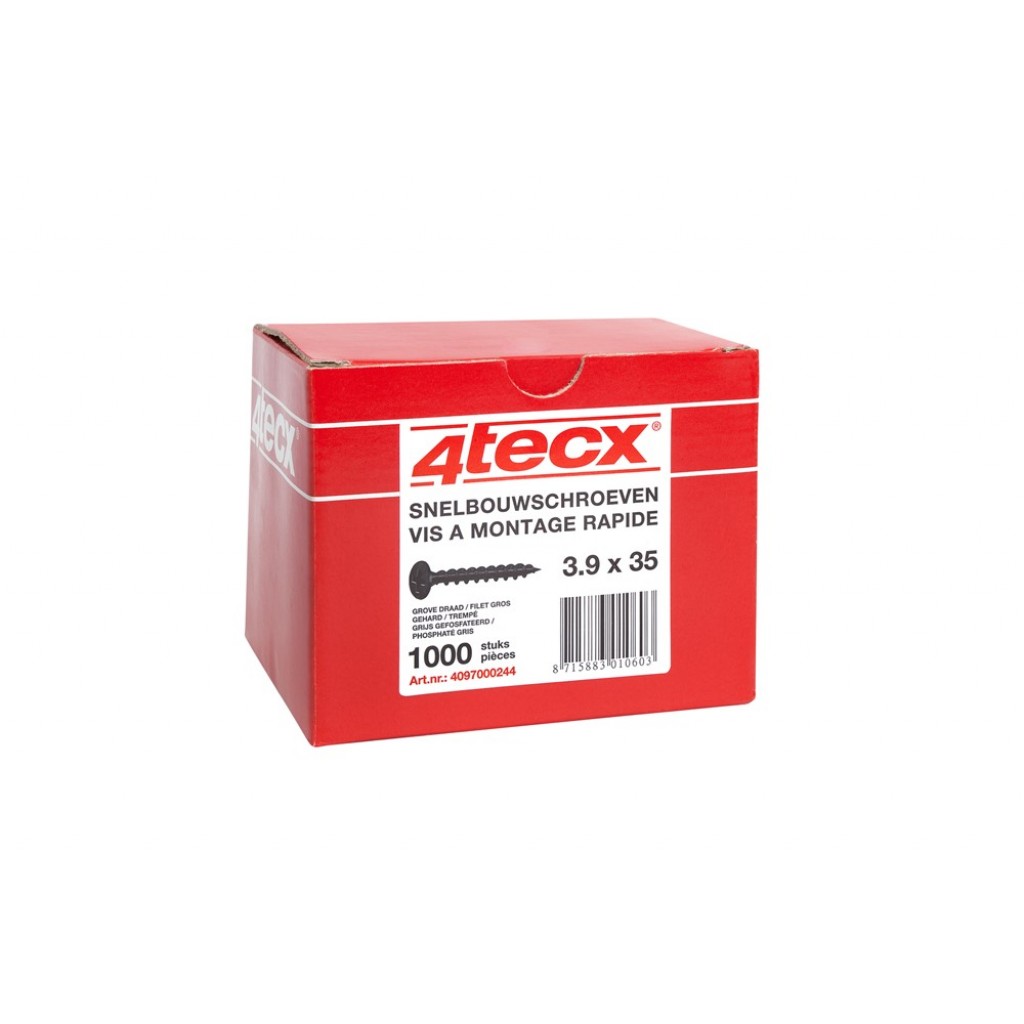 SNELBOUWSCHROEF ZWART GROVE DRAAD 3.9X35 4 TECX