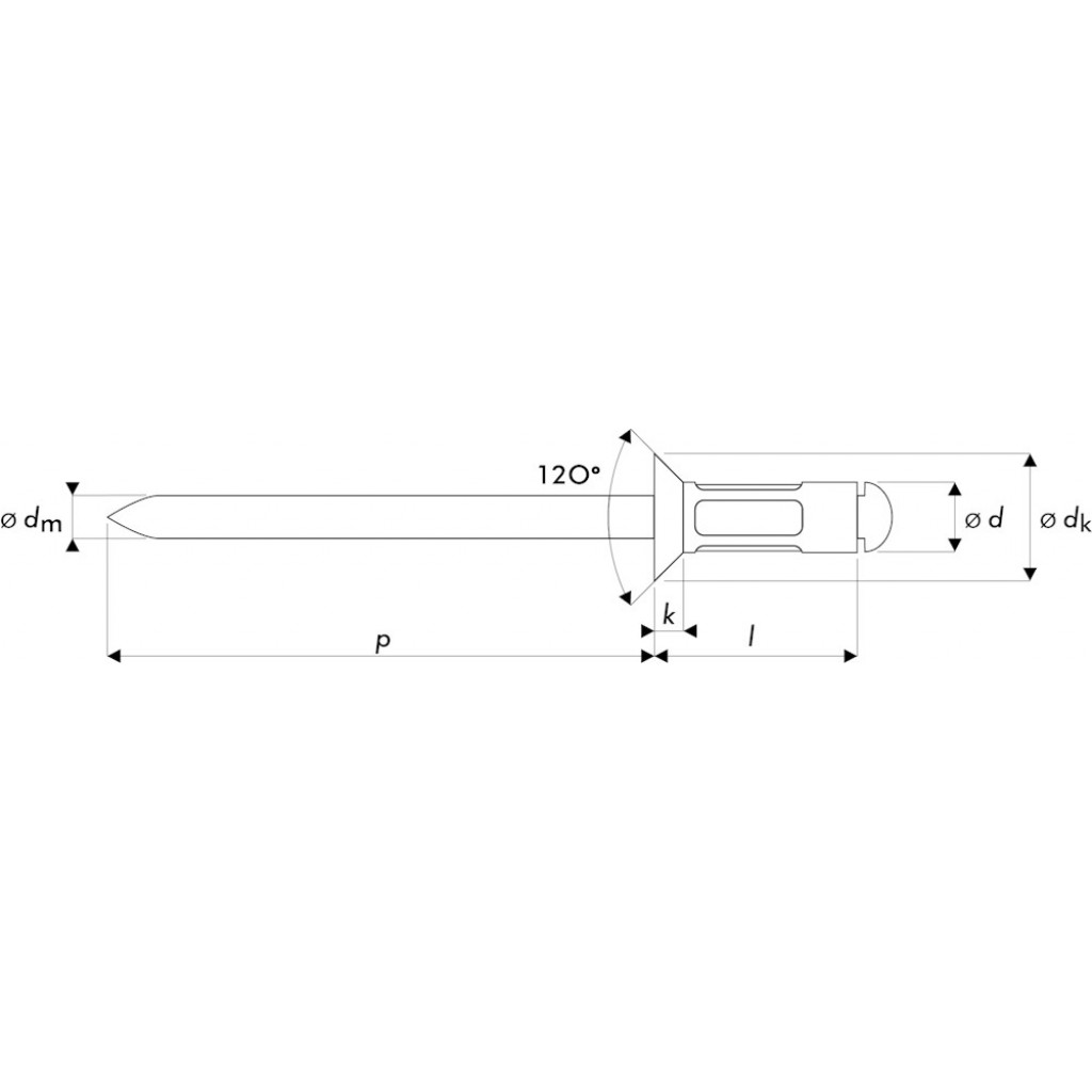 BLINDKLINKNAGEL MULTIGRIP ALU/RVS A2 VK 4.0X9.5