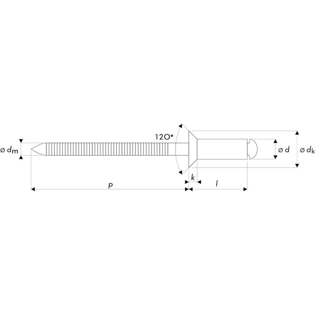 BLINDKLINKNAGEL STANDAARD RVS A2/A2 VK 4.8X21