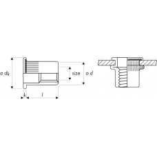 BLINDKLINKMOER STAAL CK GEKARTELD M5 0.5-3.0
