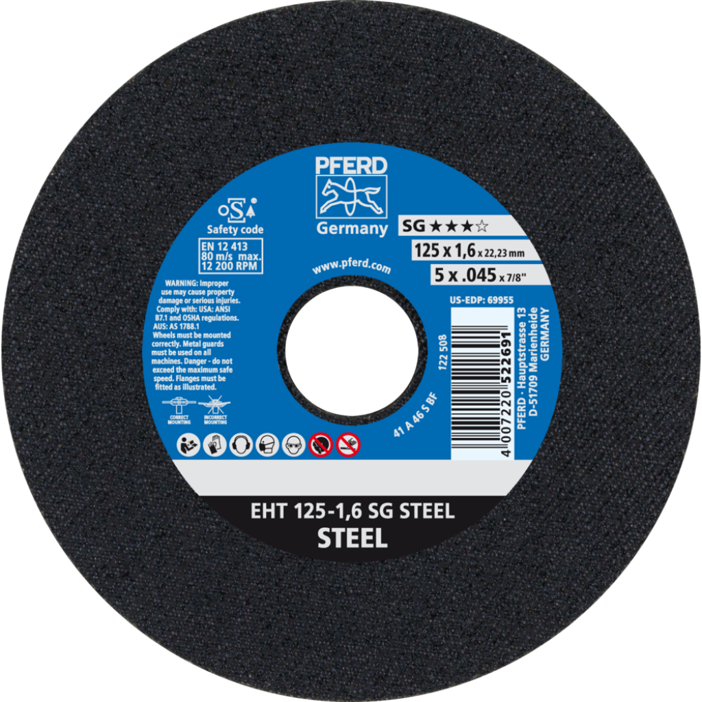 DOORSLIJPSCHIJF 125MM EHT 125-1,6 SG STEEL PFERD