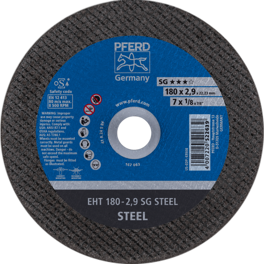 DOORSLIJPSCHIJF 180MM EHT 180-2,9 SG STEEL PFERD