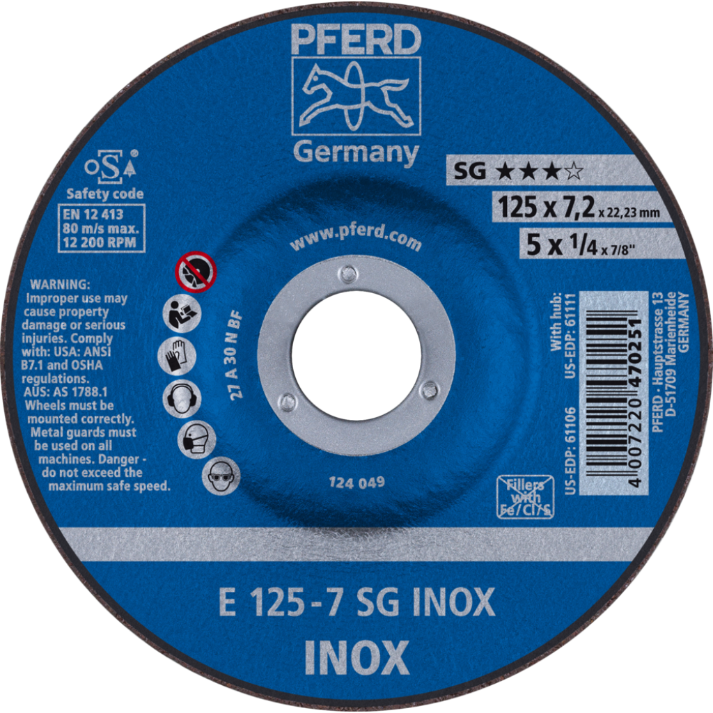 AFBRAAMSCHIJF 125MM E125-7 A30 NSG INOX PFERD