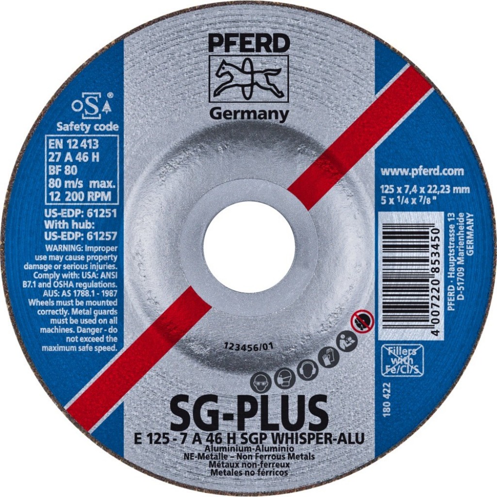 AFBRAAMSCHIJF 125MM E125-7 A 46 H SGP-WHISPER-ALU PFERD