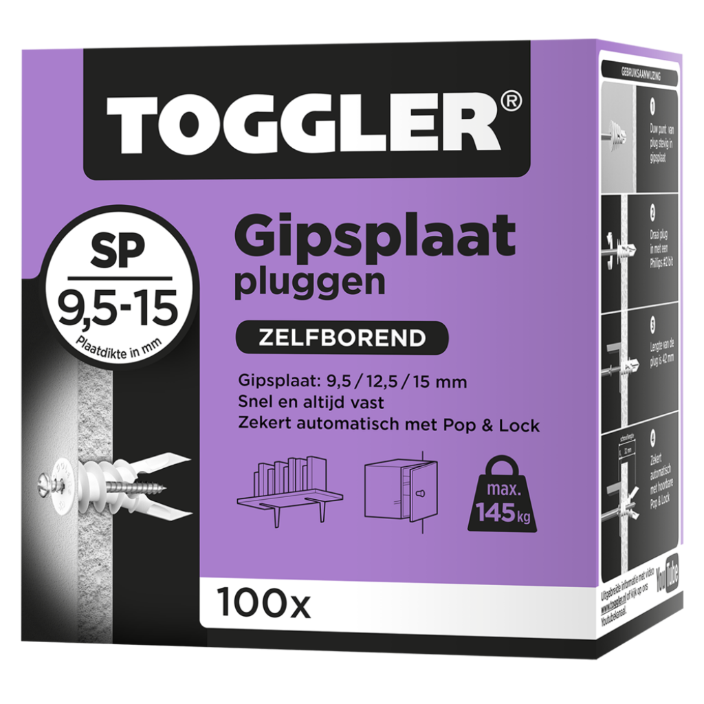 PLUG GIPSPLAAT 9,5-15 MM SP DOOS 100ST