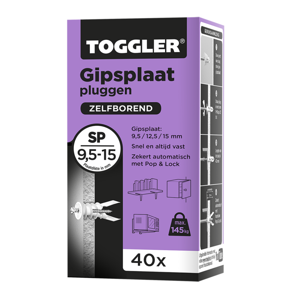 PLUG GIPSPLAAT (PAARS) 9,5-15 MM SP (DOOS 40ST.)
