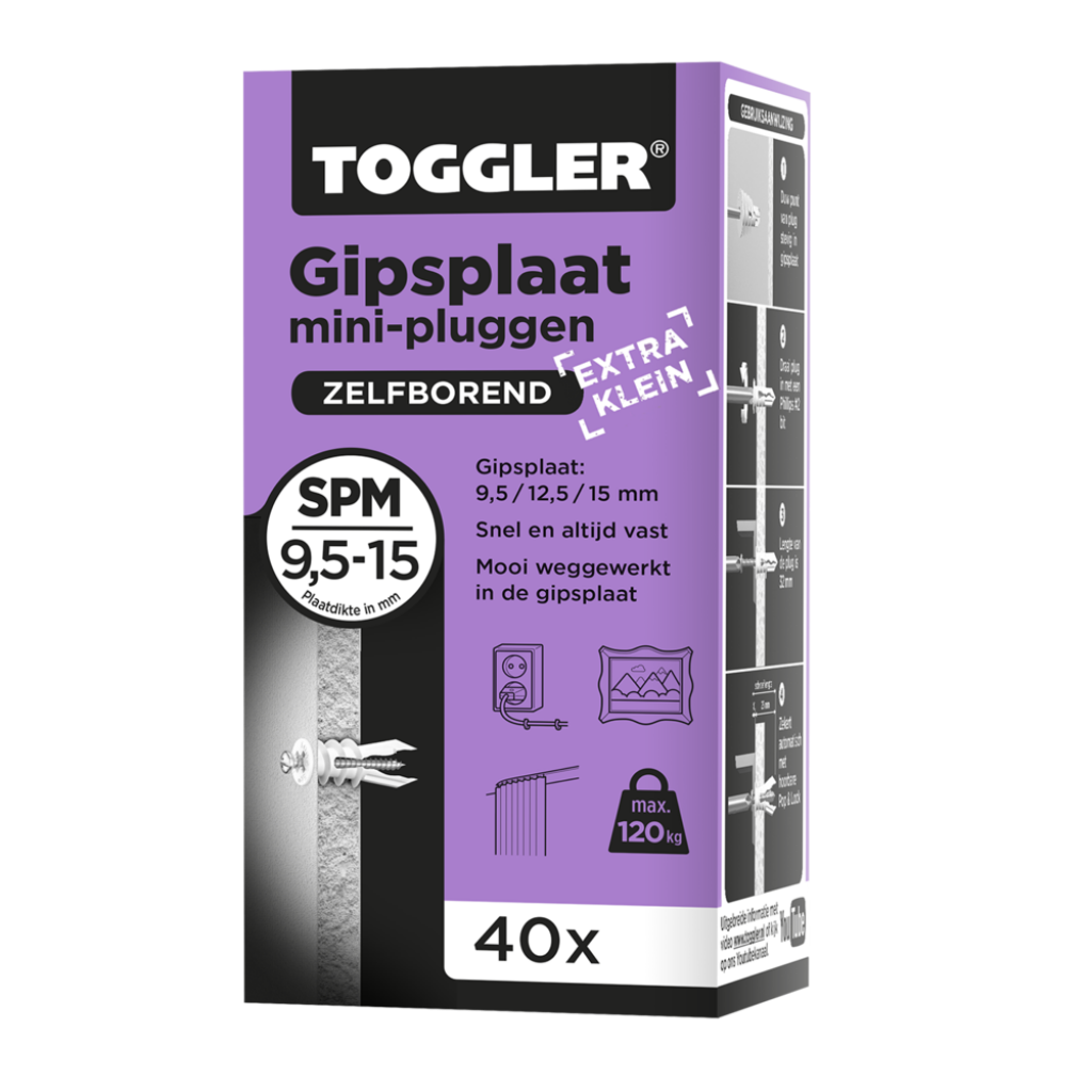 PLUG GIPSPLAAT (PAARS) 9,5-15 MM SP-MINI (40ST.)